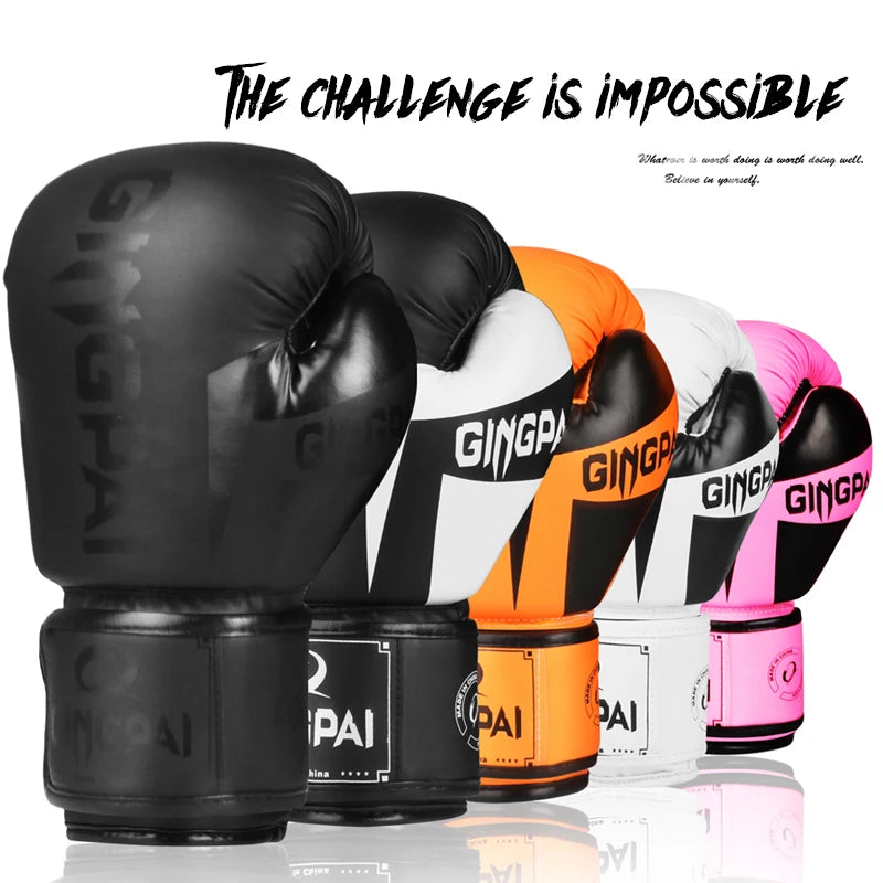GINGPAI Hot Sale Professional Boxing Gloves Adult Men and Women Adolescent Muay Thai MMA Gloves Children Gloves Sports Equipment