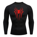 Spider Print Long Sleeve Compression Shirts for Men Gym Workout Rash Guard Undershirts Baselayers Athletic Quick Dry Tees Tops