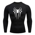 Spider Print Long Sleeve Compression Shirts for Men Gym Workout Rash Guard Undershirts Baselayers Athletic Quick Dry Tees Tops