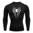 Spider Print Long Sleeve Compression Shirts for Men Gym Workout Rash Guard Undershirts Baselayers Athletic Quick Dry Tees Tops