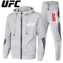 UFC New Frontier Men's Casual Sports Set Fashion Zipper Jacket Running Women's Men's Sports Set UFC Printed Outdoor Hoodie Set