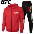 UFC New Frontier Men's Casual Sports Set Fashion Zipper Jacket Running Women's Men's Sports Set UFC Printed Outdoor Hoodie Set