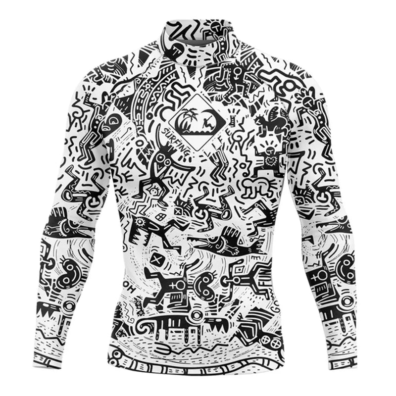Rash Guard Men's Surfing Long SLeeve Shirts Lycra Surf Traje De Baño Manga Larga Swimsuit Upf 50+ Performance Swimimng Clothing