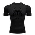 2024Men's Spider Print Compression Shirt, Quick Dry T-Shirt, Gym Running Jersey, Breathable Short Sleeve, Spring, Summer, M-3XL