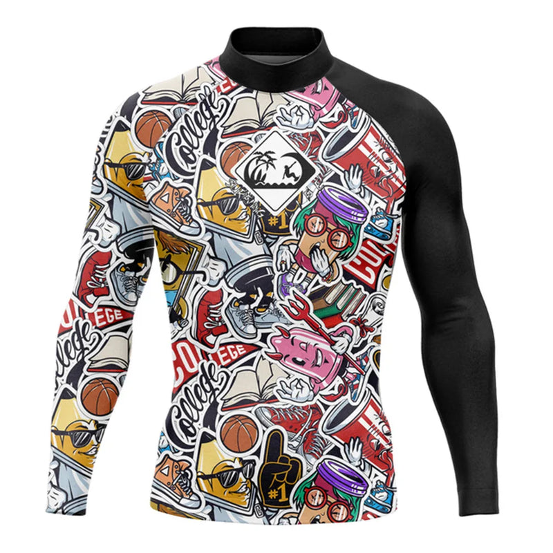 Rash Guard Men's Surfing Long SLeeve Shirts Lycra Surf Traje De Baño Manga Larga Swimsuit Upf 50+ Performance Swimimng Clothing