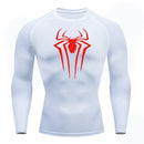 Spider Print Long Sleeve Compression Shirts for Men Gym Workout Rash Guard Undershirts Baselayers Athletic Quick Dry Tees Tops