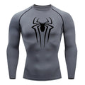 Spider Print Long Sleeve Compression Shirts for Men Gym Workout Rash Guard Undershirts Baselayers Athletic Quick Dry Tees Tops