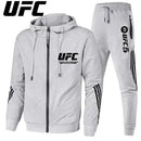 UFC New Frontier Men's Casual Sports Set Fashion Zipper Jacket Running Women's Men's Sports Set UFC Printed Outdoor Hoodie Set