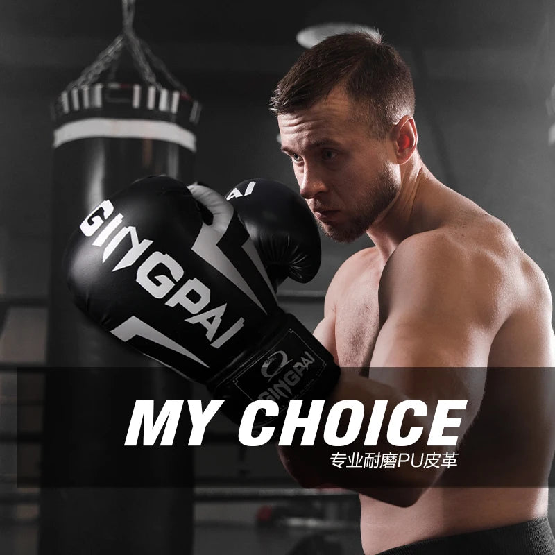 GINGPAI Hot Sale Professional Boxing Gloves Adult Men and Women Adolescent Muay Thai MMA Gloves Children Gloves Sports Equipment
