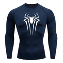 Spider Print Long Sleeve Compression Shirts for Men Gym Workout Rash Guard Undershirts Baselayers Athletic Quick Dry Tees Tops