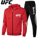 UFC New Frontier Men's Casual Sports Set Fashion Zipper Jacket Running Women's Men's Sports Set UFC Printed Outdoor Hoodie Set