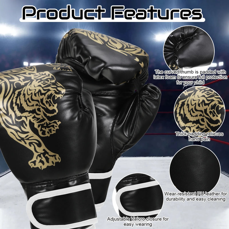 Adults Boxing Gloves Breathable PU Leather Fighting Gloves Kids Boxing Training Kickboxing Gloves for Gym Indoor Outdoor Sport