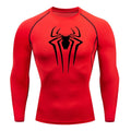 Spider Print Long Sleeve Compression Shirts for Men Gym Workout Rash Guard Undershirts Baselayers Athletic Quick Dry Tees Tops