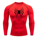 Spider Print Long Sleeve Compression Shirts for Men Gym Workout Rash Guard Undershirts Baselayers Athletic Quick Dry Tees Tops