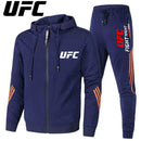 UFC New Frontier Men's Casual Sports Set Fashion Zipper Jacket Running Women's Men's Sports Set UFC Printed Outdoor Hoodie Set