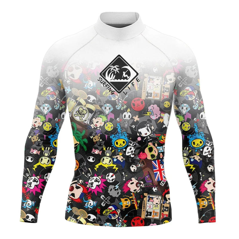 Rash Guard Men's Surfing Long SLeeve Shirts Lycra Surf Traje De Baño Manga Larga Swimsuit Upf 50+ Performance Swimimng Clothing
