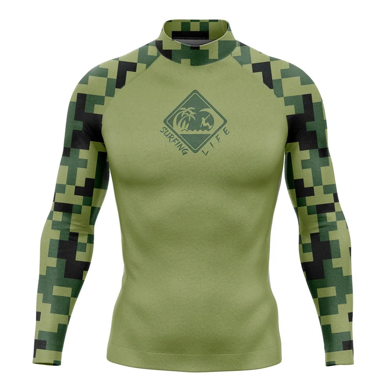 Rash Guard Men's Surfing Long SLeeve Shirts Lycra Surf Traje De Baño Manga Larga Swimsuit Upf 50+ Performance Swimimng Clothing