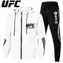 UFC New Frontier Men's Casual Sports Set Fashion Zipper Jacket Running Women's Men's Sports Set UFC Printed Outdoor Hoodie Set