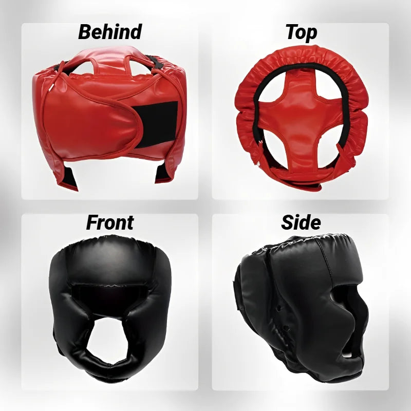 Boxing Helmet Leather Karate Muay Thai Sanda Training Adults Kids Head Guard Taekwondo Helmets Full-Covered Thickened Men Women